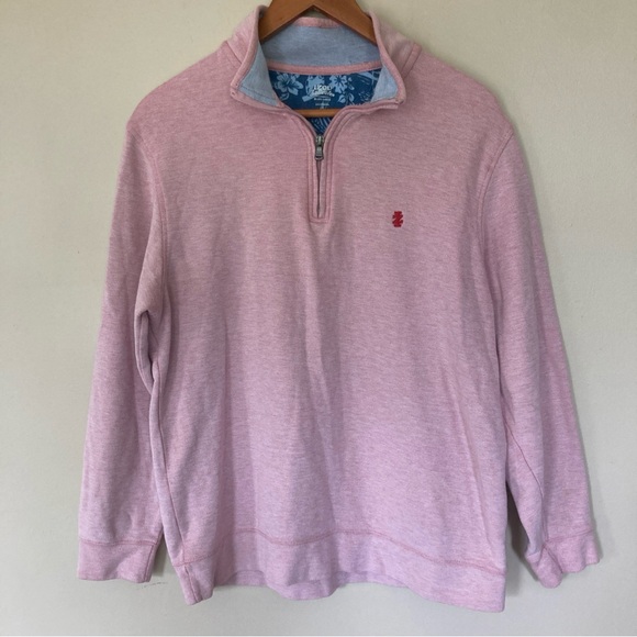 Izod Saltwater Relaxed Classics 1/4 Zip Pink Sweater - Picture 1 of 5